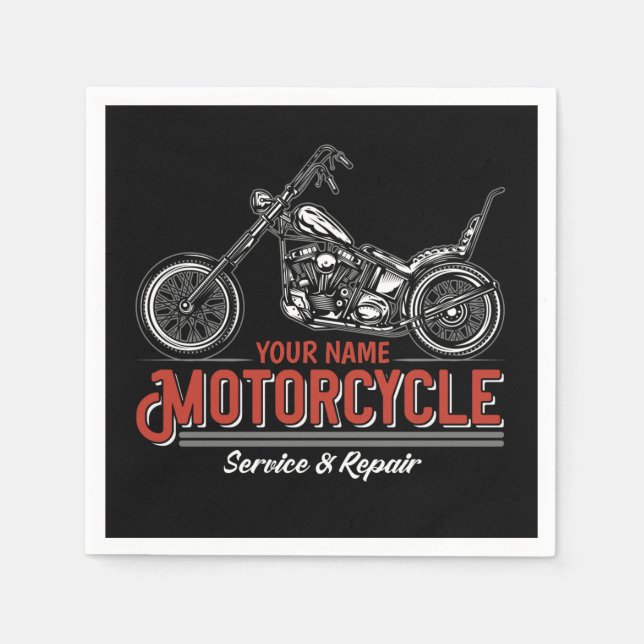 Reparaturshop für personalisierte Motorräder Serviette (Vorderseite)