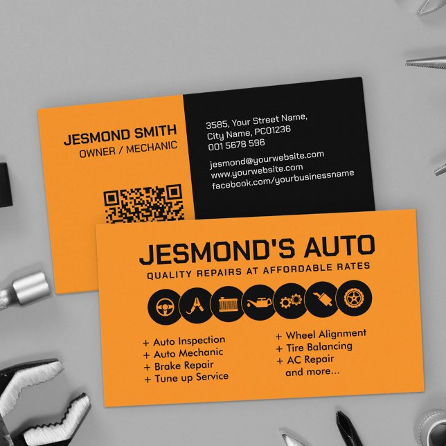 Reparaturwerkstatt für mechanisches Auto Visitenkarte (Von Creator hochgeladen)