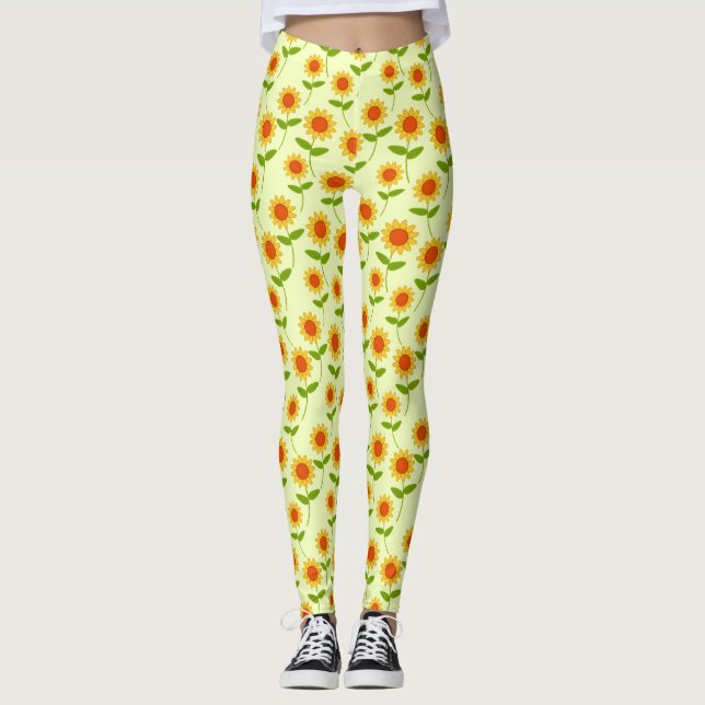 Repeat Sunflower Pattern Leggings (Vorderseite)