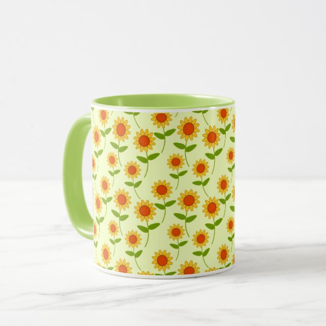 Repeat Sunflower Pattern Tasse (Vorderseite Links)