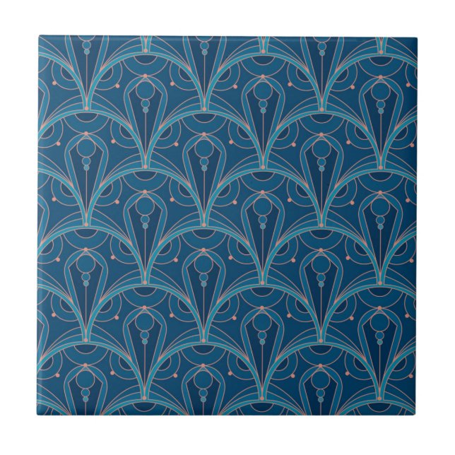 Repeating geometric Art Deco pattern Fliese (Vorderseite)