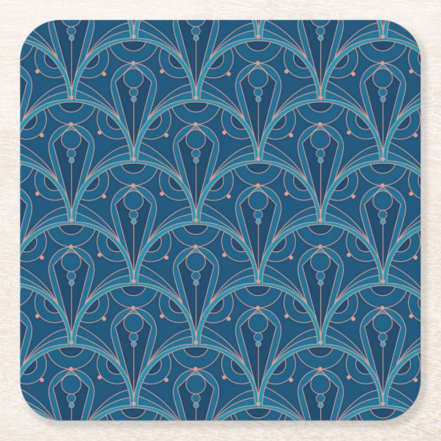 Repeating geometric Art Deco pattern Rechteckiger Pappuntersetzer (Vorderseite)