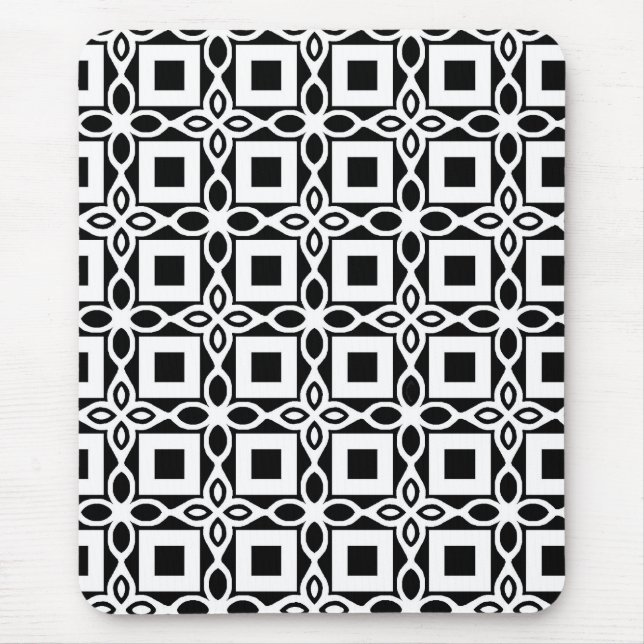 Repeating GEOMETRIC PATTERN in black and white Mousepad (Vorne)