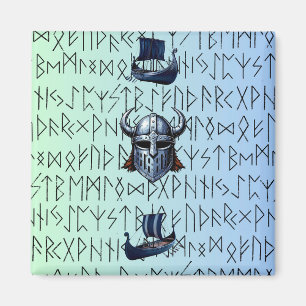 Repeating Viking Ships and Helmet Design over Rune Magnet