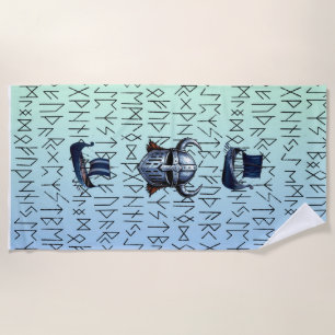 Repeating Viking Ships and Helmet Design over Rune Strandtuch