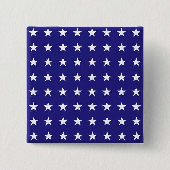 Repeating White Stars on Blue Background Pattern Button (Vorderseite)