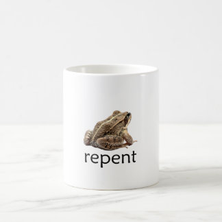 Repent frog, funny memee kaffeetasse
