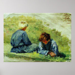 Repin - Jungen auf Gras 1903 Poster