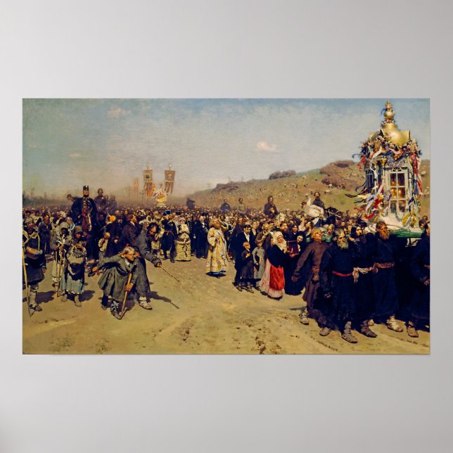Repin - religiöse Prozession in der Provinz Kursk Poster (Vorne)