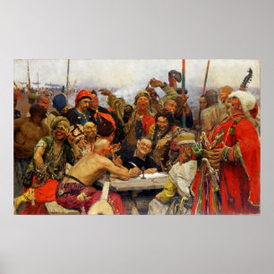 Repin - Zaporozhianer reagieren auf Sultan Mahmud  Poster