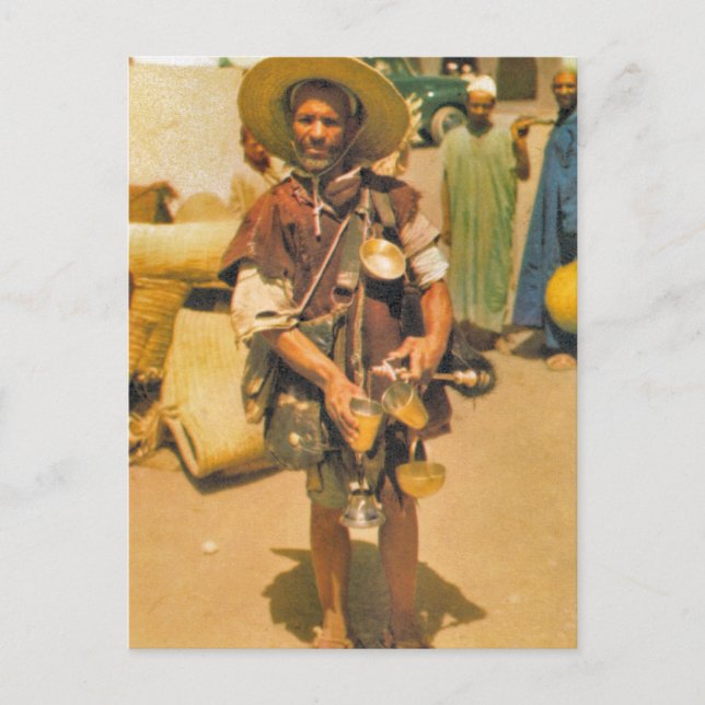 Replica Vintag Drinks Verkäufer, Marokko Postkarte (Vorderseite)