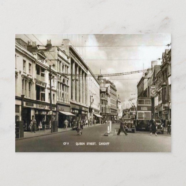 Replica Vintage Image, cardiff, Queen Street Postkarte (Vorderseite)