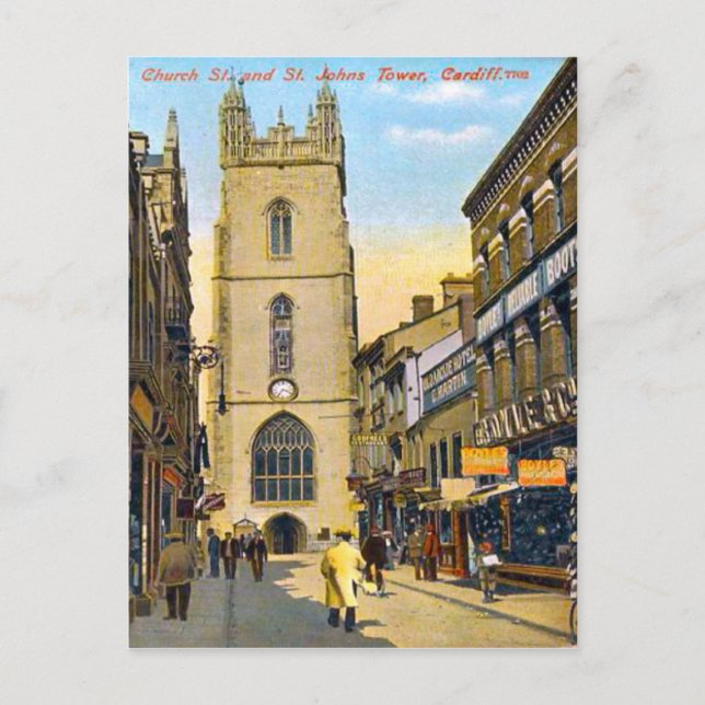 Replica Vintage Image, Cardiff, St. John's Church Postkarte (Vorderseite)