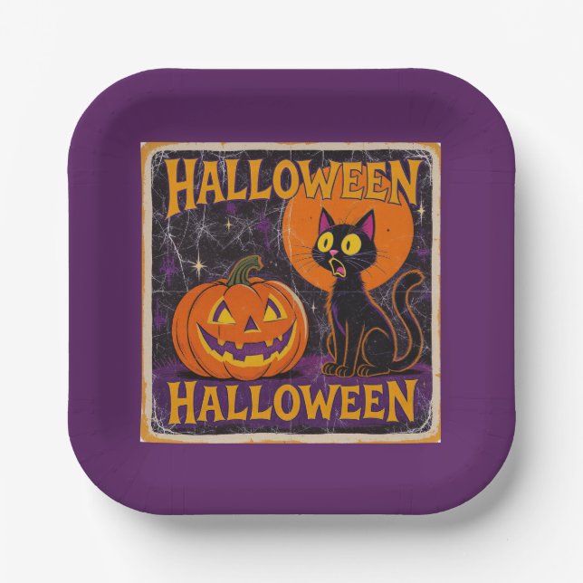 Replik "Scaredy Cat" Circa 1950er Pappteller (Vorderseite)