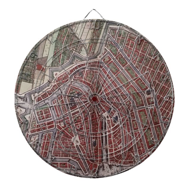 Replik Stadtplan von Amsterdam 1652 Dartscheibe (vorne)