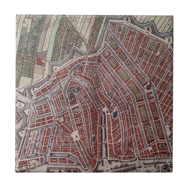 Replik Stadtplan von Amsterdam 1652 Fliese (Vorderseite)