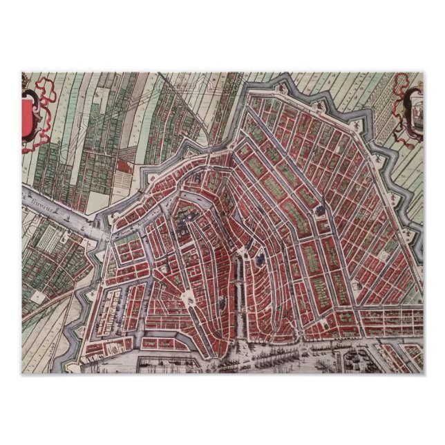 Replik Stadtplan von Amsterdam 1652 Fotodruck (Vorne)