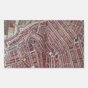 Replik Stadtplan von Amsterdam 1652 Rechteckiger Aufkleber