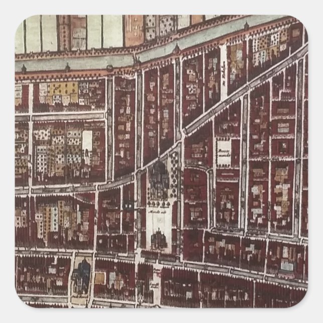 Replik Stadtplan von Delft 1649 Quadratischer Aufkleber (Vorderseite)