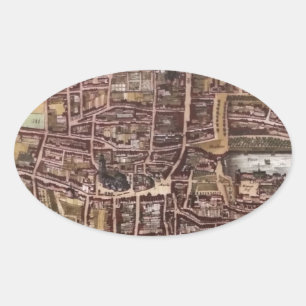 Replik Stadtplan von Den Haag 1649 Ovaler Aufkleber