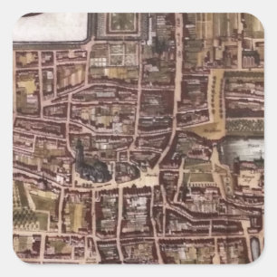 Replik Stadtplan von Den Haag 1649 Quadratischer Aufkleber