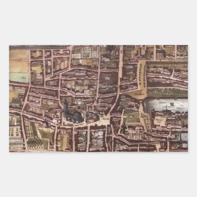 Replik Stadtplan von Den Haag 1649 Rechteckiger Aufkleber (Vorderseite)