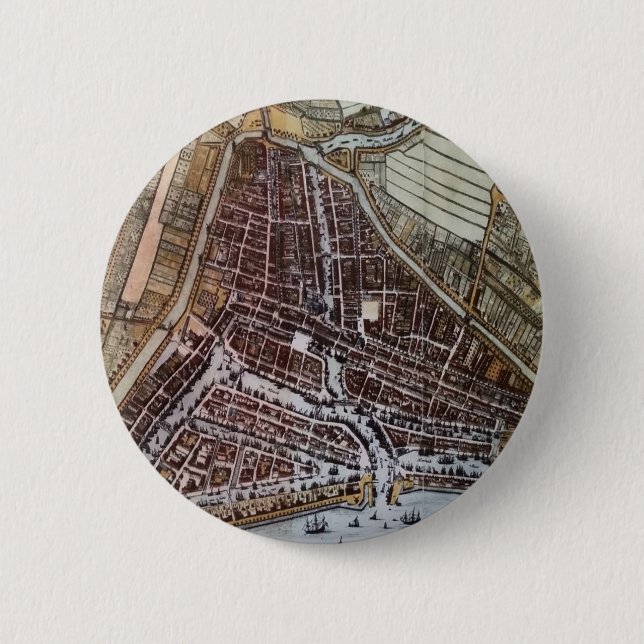 Replik Stadtplan von Rotterdam 1652 Button (Vorderseite)