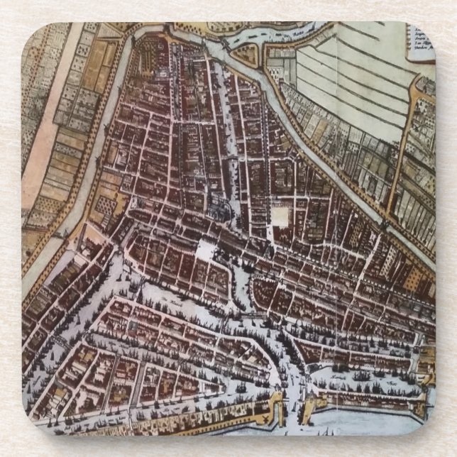 Replik Stadtplan von Rotterdam 1652 Getränkeuntersetzer (Vorderseite)