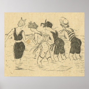 Replik Vintage Frankreich, Spaß am Strand Poster