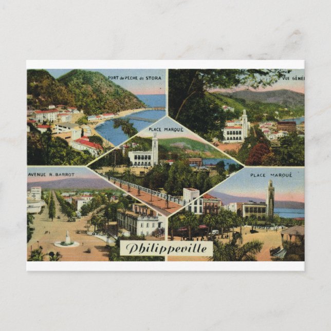 Replik Vintage Postkarte Algerien, Philippeville (Vorderseite)