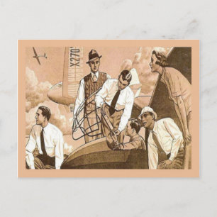 Replik Vintage Werbung, Flugreisen Postkarte