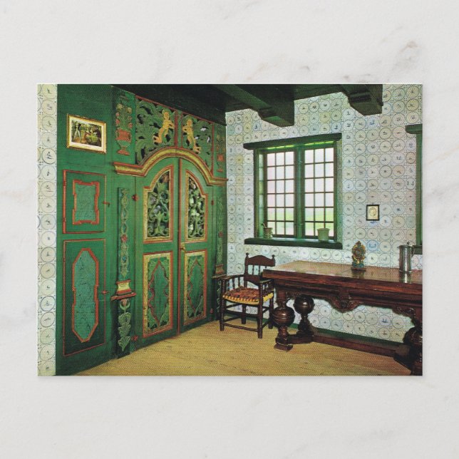 Replik Vintager dänischer Bauernhof, Volksmuseum Postkarte (Vorderseite)