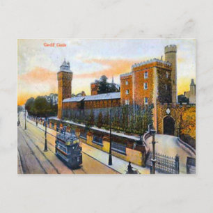 Replikat Vintage Bild, Cardiff, Schloss, Straßenba Postkarte
