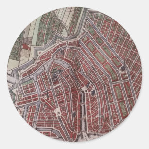 Replikstadtkarte von Amsterdam 1652 Runder Aufkleber