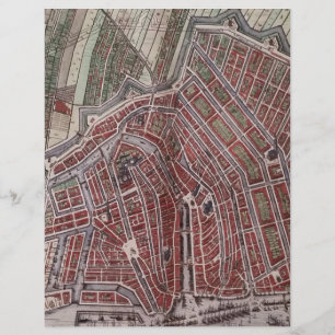 Réplique carte de la ville d'Amsterdam 1652