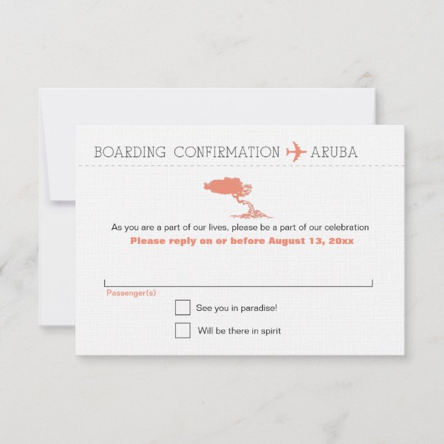 Répondre à la carte d'embarquement d'Aruba (Devant)