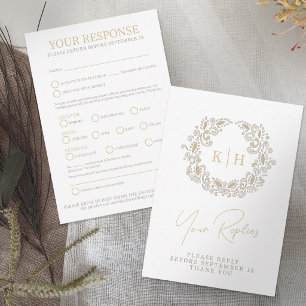 Réponse au mariage d'automne avec monogramme de ré
