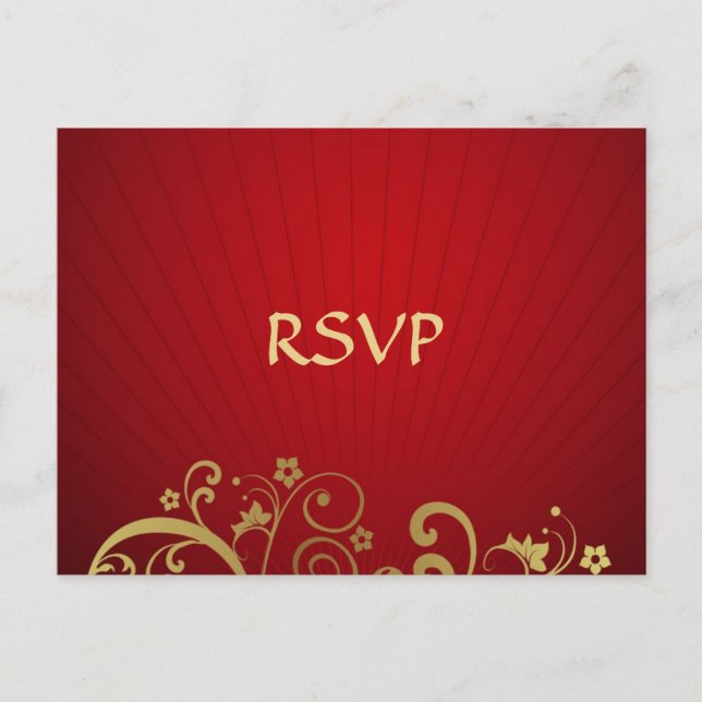 Réponse de la carte postale Red et Gold Swirl (Devant)