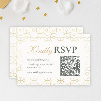 Réponse de mariage à arch géométrique doré avec QR