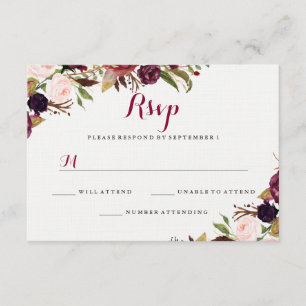 Réponse de mariage automnal floral rouge Bourgogne