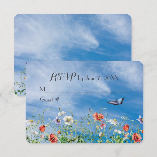 Réponse de mariage aux fleurs sauvages (Devant / Derrière)