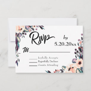 Réponse de mariage avec typographie script et flor