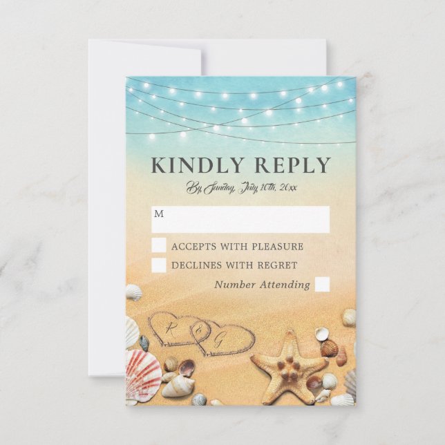 Réponse de mariage coeur de plage tropicale rustiq (Devant)