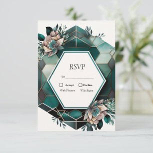 Réponse de Mariage Design Géométrique Vert Moderne