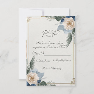 Réponse de mariage élégante florale bleu poussiére