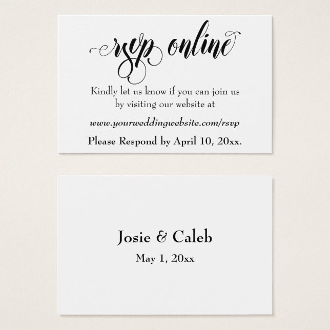 Réponse de mariage en ligne Insert Black Script, B (Devant & derrière)