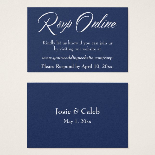 Réponse de mariage en ligne Insert blanc Script &  (Devant & derrière)