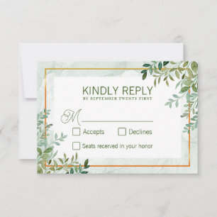 Réponse de mariage feuilles de verdure à l'aquarel
