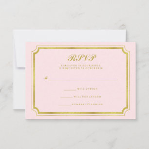 Réponse de mariage rose pâle élégant et or faux