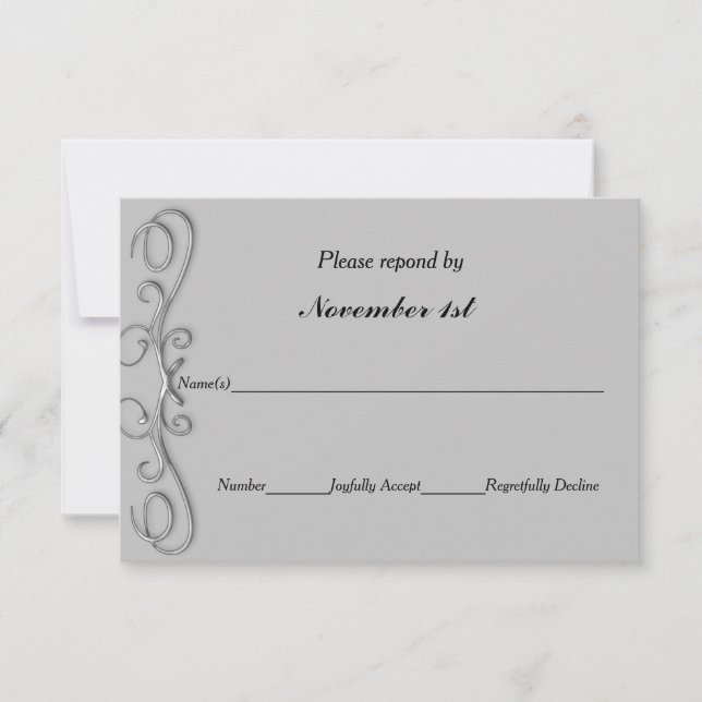 Réponse de mariage Silver Swirls ou invitation de  (Devant)